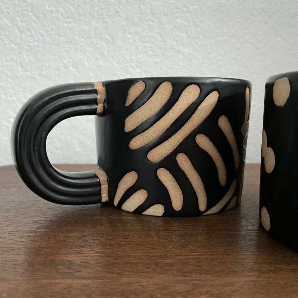 West Elm Set of 2 Tribal Batik Coffee Mugs